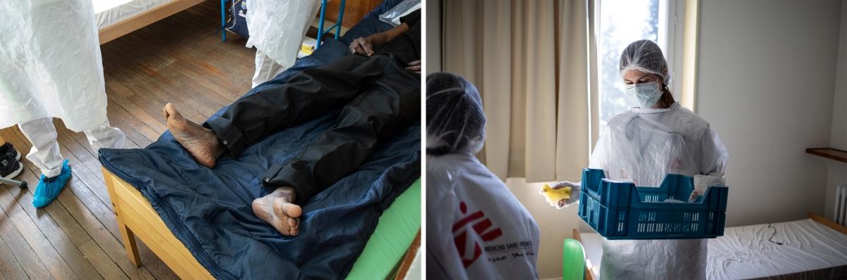 Le personnel médical effectue un prélèvement nasopharyngé au centre Covid+ de Châtenay-Malabry.
© Agnes Varraine-Leca/MSF