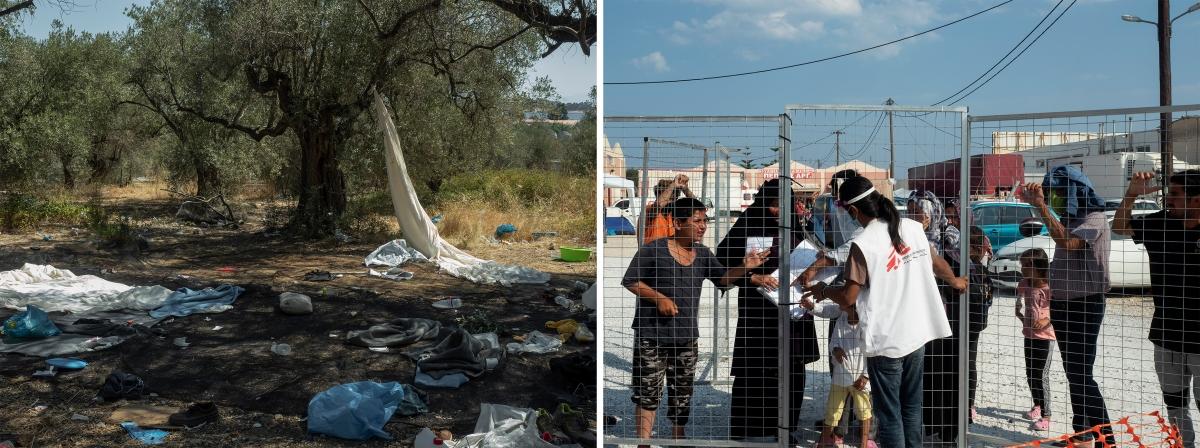 gauche : Lesbos, le 11 septembre 2020. droite : Lesbos, le 15 septembre 2020.
 © Enri Canaj / Magnum Photos