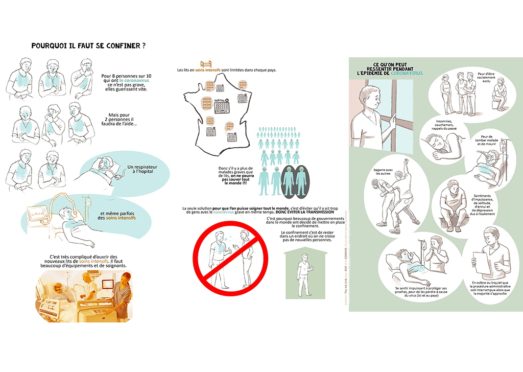 Création The Ink Link pour MSF et le Comede, illustrations Laure Garancher.
© Laure Garancher et The Ink Link pour MSF et le Comede