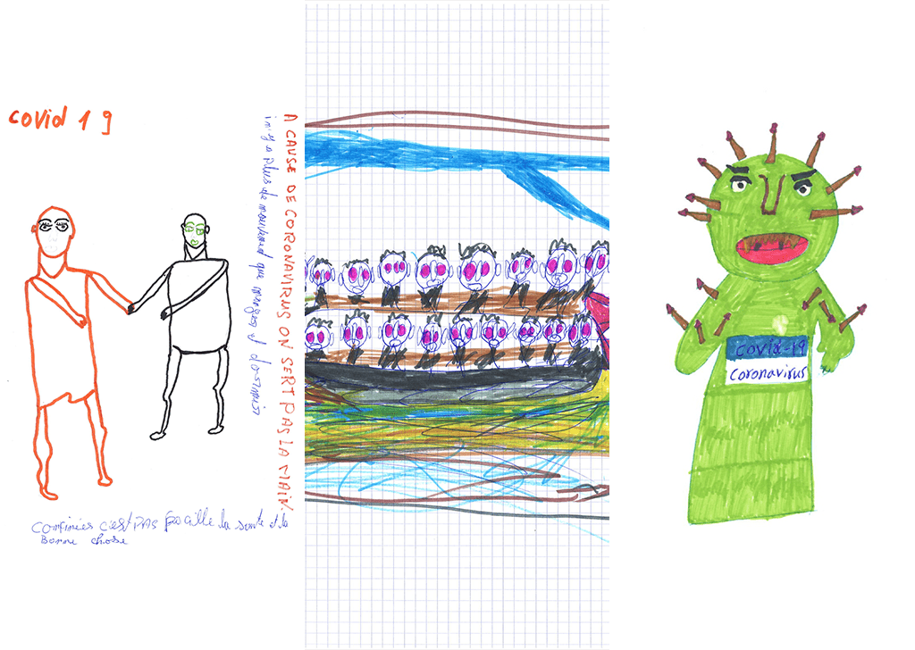 Dessins réalisés par les jeunes suivis par les équipes MSF.
© DR