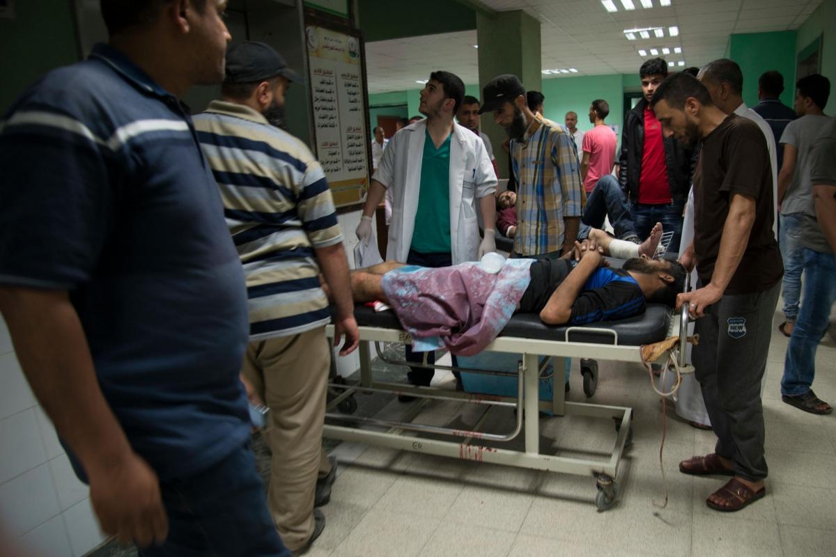 Les couloirs de l'hôpital Al-Aqsa le 14 mai 2018. Gaza.&nbsp;
 © Aurelie Baumel/MSF