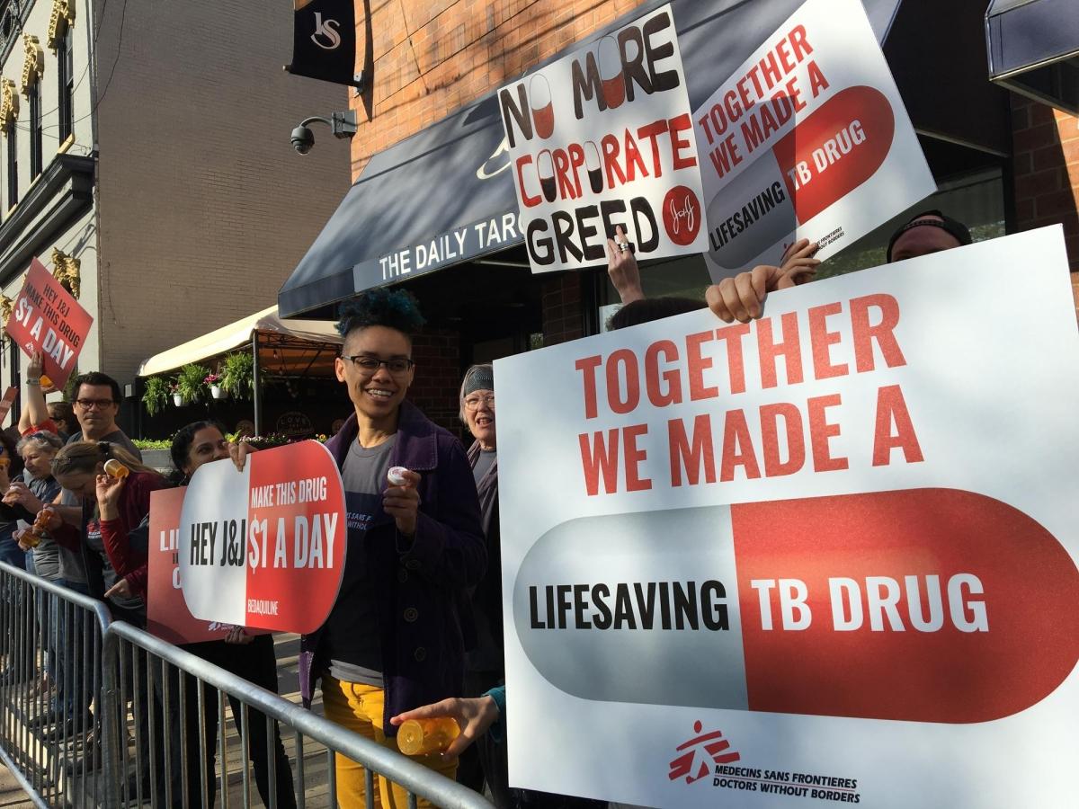 Une manifestation a été organisée par la Campagne d'Accès aux Médicaments Essentiels de MSF et MSF-USA le 25 avril 2019. 