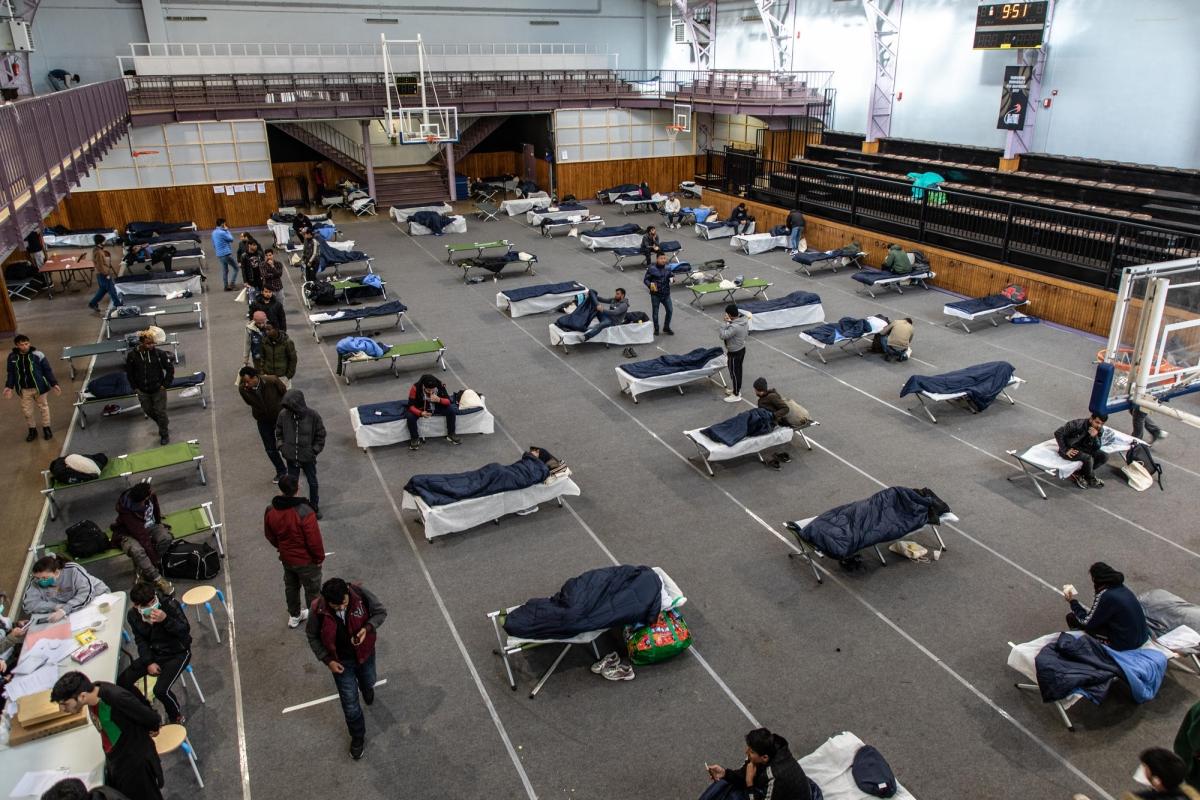 Gymnase Jean-Jaurès, Paris, le 24 mars 2020.
 © Agnes Varraine-Leca/MSF