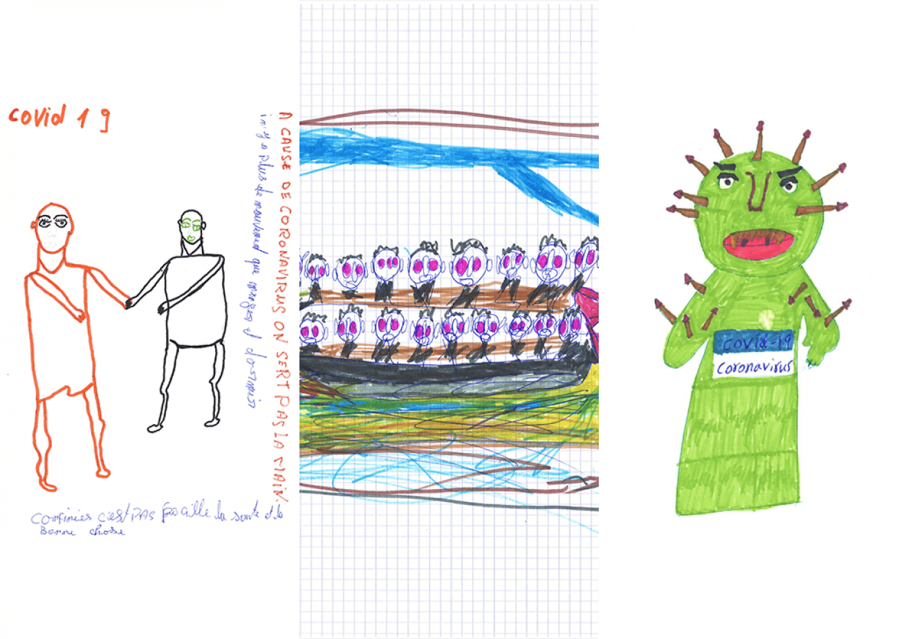 Dessins réalisés par les jeunes suivis par les équipes MSF.
© DR