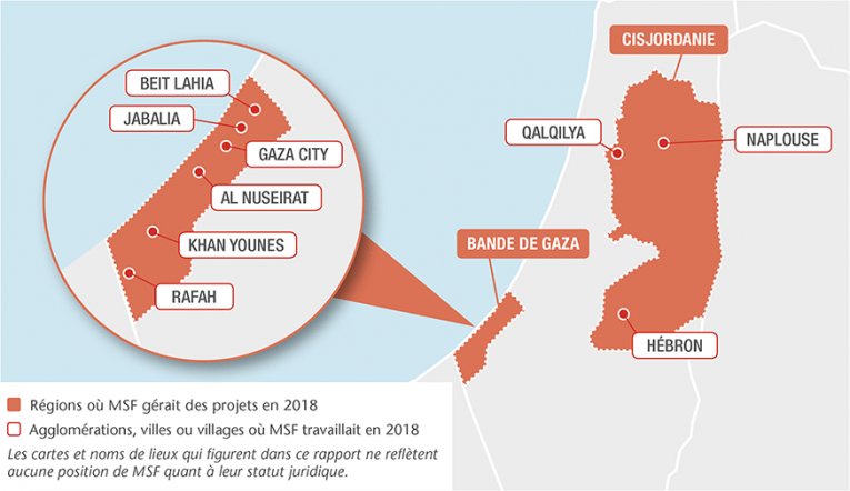 Principales interventions de MSF en Palestine en 2018