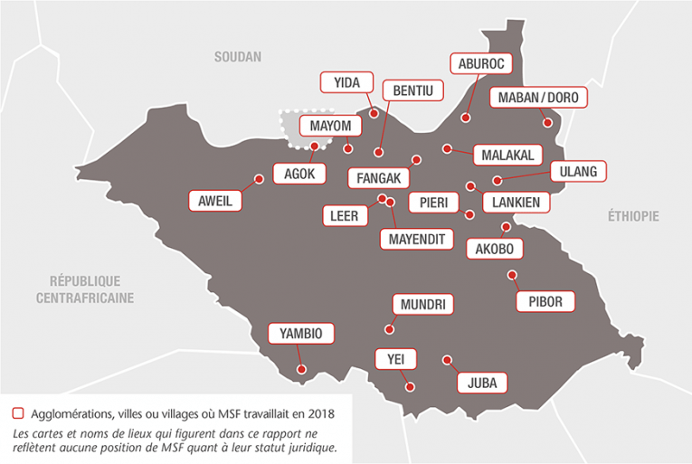 Principales interventions de MSF au Soudan du Sud en 2018