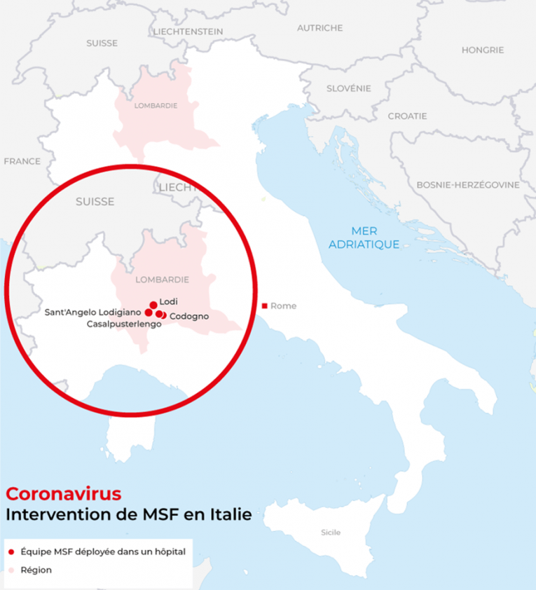 Activités de MSF en Italie, Lombardie au 17 mars 2020
 © MSF