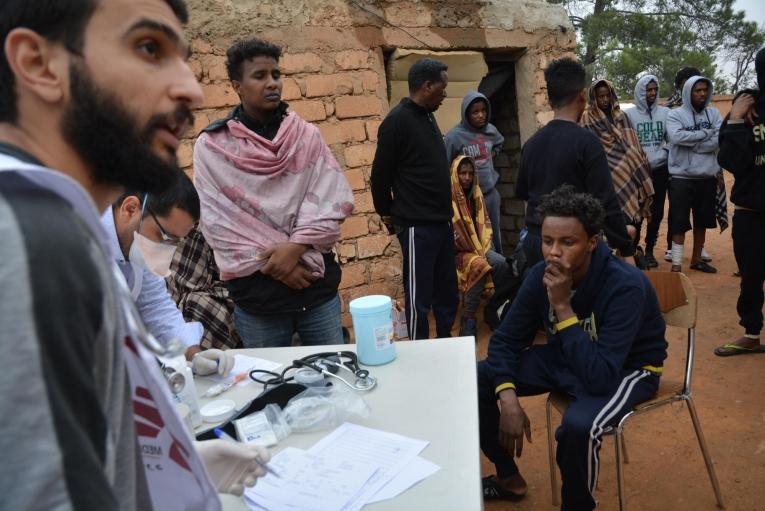 Consultations médicales, centre de détention de Zintan, Libye, juin 2019.
© Jérôme Tubiana/MSF