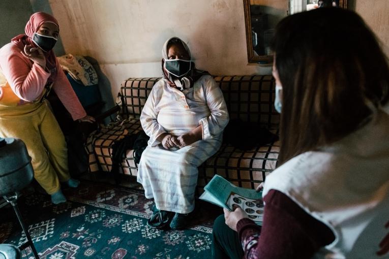 Les équipes MSF rendent visite à Fatima, atteinte de diabète avec complications. Elle habite à Hermel, dans la plaine&nbsp;de la Bekaa. Liban.&nbsp;
 © Karine Pierre/Hans Lucas