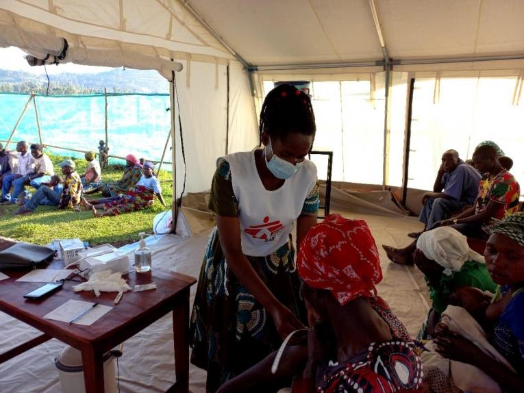 Une clinique MSF dans le camp de réfugiés de&nbsp;Nyakabande. Ouganda.
 © Théo  Wanteu/MSF