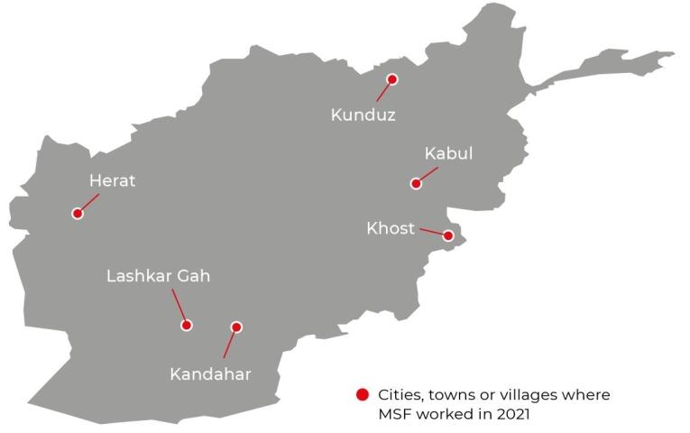 Cités, villes et villages dans lesquels MSF a travaillé en 2021
 © MSF
