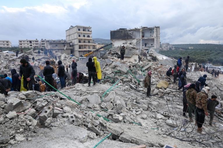 Vue de l'impact des tremblements de terre dans la province d'Idlib. 6 février 2023. Syrie.
 © Omar Haj Kadour