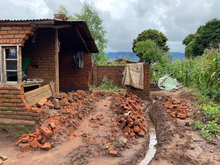 Une maison détruite après le passage du cyclone Freddy à Phalombe. Malawi.

&nbsp;
 © MSF/Pascale Antonie