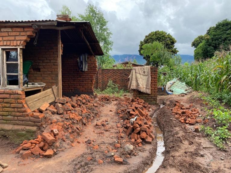 Une maison détruite après le passage du cyclone Freddy à Phalombe. Malawi.

&nbsp;
 © MSF/Pascale Antonie