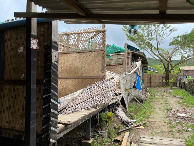 Vue des destructions causées par le cyclone Mocha dans l'État D'Arakan au Myanmar. 2023.
 © MSF