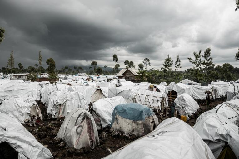 Vue générale du camp de déplacés de Rusayo, au Nord-Kivu. République démocratique du Congo, avril 2023.&nbsp;
 © Michel Lunanga/MSF