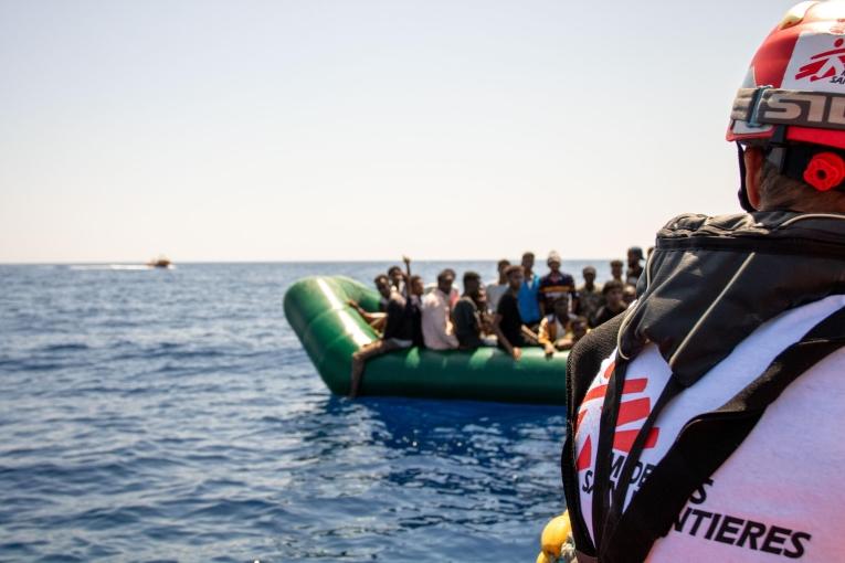 Vue d'un sauvetage opéré par les équipes MSF le 15 juillet 2023.
 © MSF/Stefan Pejovic