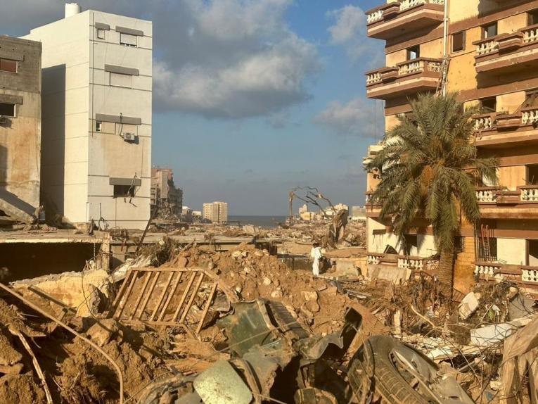 Vue de Derna après les inondations qui ont touché la ville la nuit du 10 au 11 septembre 2023.
 © MSF