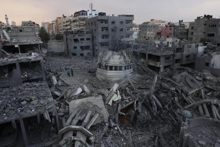 Vue des destructions à Gaza, provoquées par les bombardements israéliens. Octobre 2023.&nbsp;
 © Mohammed ABED