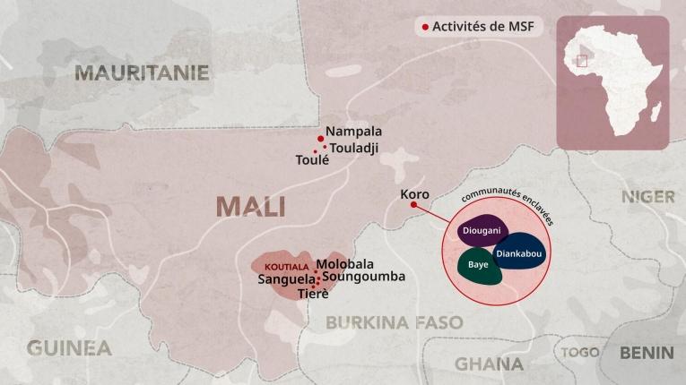 Carte du Mali, 2026.
 © Dora Naliesna/MSF