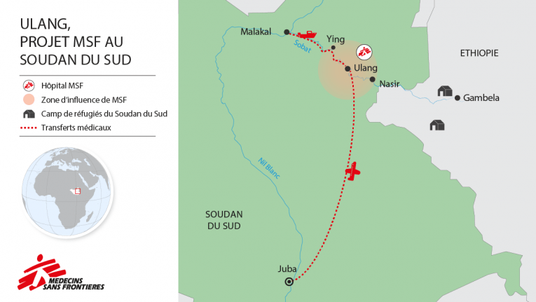 Carte de la présence MSF Ulang au Soudan du Sud