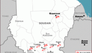 Carte des différents projets MSF au Sud Soudan