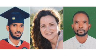 Yohannes Halefom Reda, María Hernández et Tedros Gebremariam, brutalement assassiné le 24 juin 2021 dans la région du Tigré en Éthiopie. 