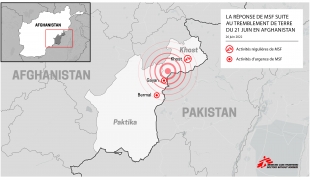 carte des activités de MSF en Afghanistan suite au sésime – juin 2022