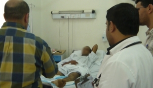 Blessé syrien qui a été opéré dans l'hôpital d'Amman