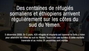 Yémen le 5 décembre 2008. En 3 jours 420 réfugiés et migrants ont traversé le Golfe d'Aden pour atteindre les côtes au sud du Yémen. Tous n'ont pas survécu à cette mortelle traversée et au moins 26 personnes sont mortes.