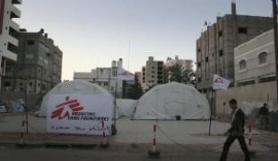 Ville de Gaza janvier 2009. Hôpital gonflable de MSF.