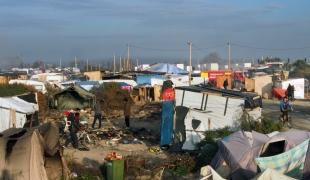 La Jungle de Calais lors de son démantèlement en octobre 2016.