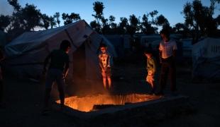 Camp de Moria sur l'île de Lesbos. Grèce. 2018
