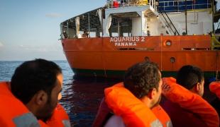 Opération de recherche et de sauvetage menée par l'Aquarius. Méditerranée. Septembre. 2018.