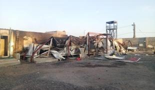 Les bureaux de MSF endommagés suite à l'attaque de l'hôpital de Mocha, au Yémen.