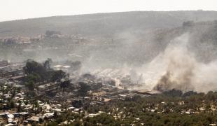 Le camp de Moria en feu