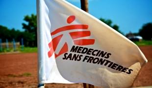 Vue d'un drapeau MSF à l'hôpital d'Agok au Soudan du Sud