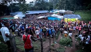 Vue d'un campement situé à la sortie de la jungle du Darien au Panama. 