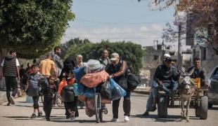 Palestiniens deplaces a Rafah