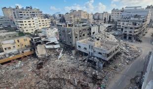 Destructions autour de la clinique MSF dans la ville de Gaza en juin 2024.