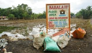 Vue d'une zone inondée de la région de Camarines Sur. Philippines. Novembre 2024.