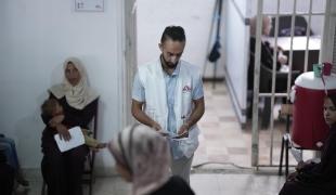Admission des patients. Clinique de Gaza