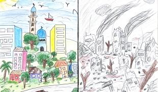 Dina, 11 ans, a dessiné son quartier avant et après le génocide de Gaza