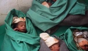 Les quadruplés de Taghry nés par césarienne à l'hôpital MSF de Bassikounou en Mauritanie.