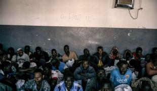 Photo prise dans un centre de détention près de Misrata en Libye en mars 2017.