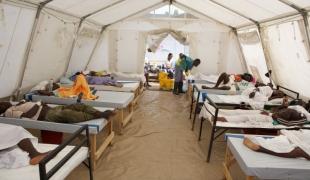 Un centre de traitelent du choléra (CTC) de MSF à Port au Prince en Haïti. Décembre 2010.