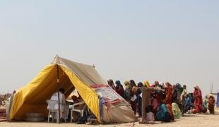 Dispensaire mobile et centre de traitement nutritionnel MSF. Camp de personnes déplacées par les inondations à Dera Murad Jamali (DMJ) Est du Baloutchistan. Novembre 2012.