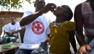 Vaccination sur le site de Sombi Chiguma island.