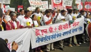 Une manifestation contre Novartis à New Dehli en Inde en 2007.