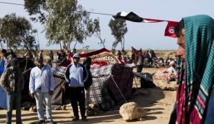 Dans le camp de Ras Ajdir à la frontière tuniso libyenne  3 mars 2011